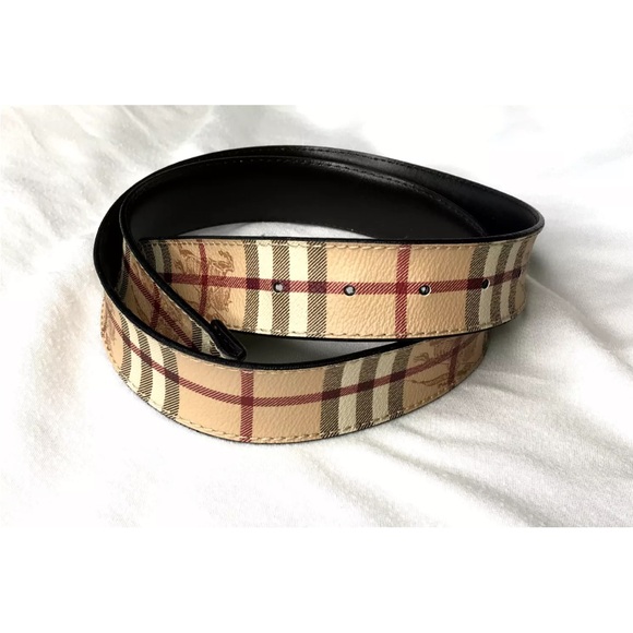 BURBERRY Nova Check PVC Leather Belt 40/100 Italy No Buckle Made In Italy - Picture 16 of 16